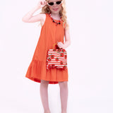 Vestido com saia em babado infantil feminino Antonita para meninas de 2 a 10 anos