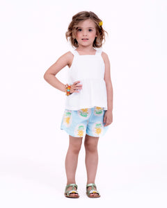 Conjunto com estampa Camafeu infantil feminino Antonita para meninas de 2 a 10 anos