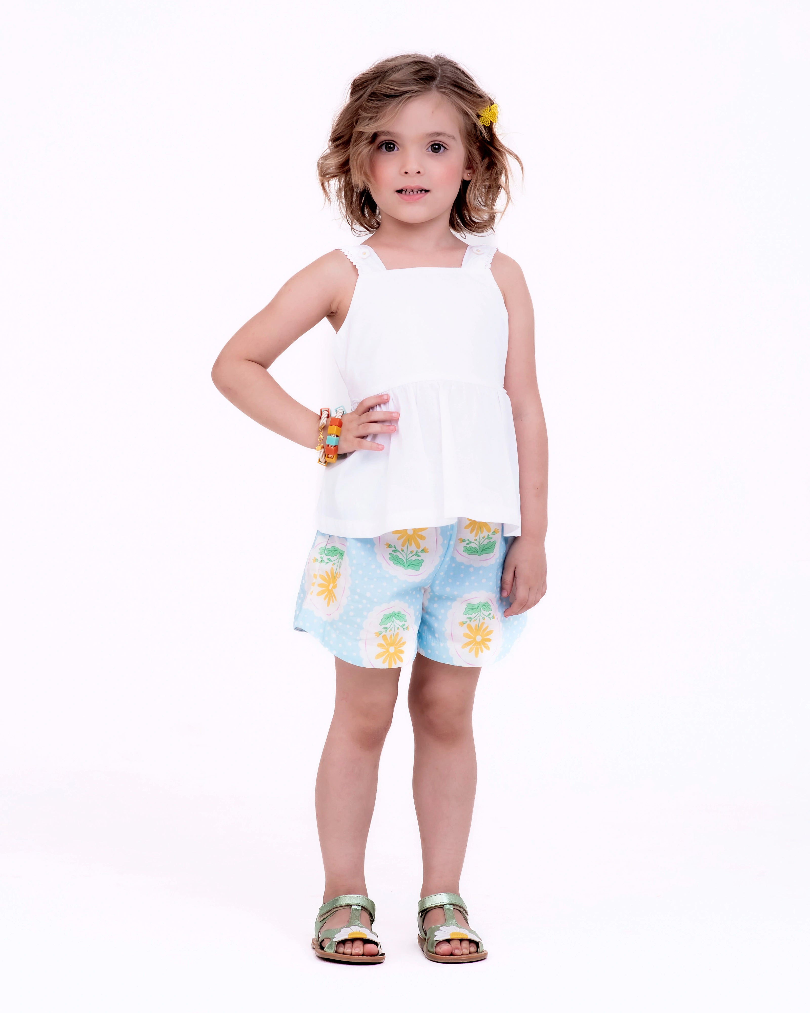 Conjunto com estampa Camafeu infantil feminino Antonita para meninas de 2 a 10 anos
