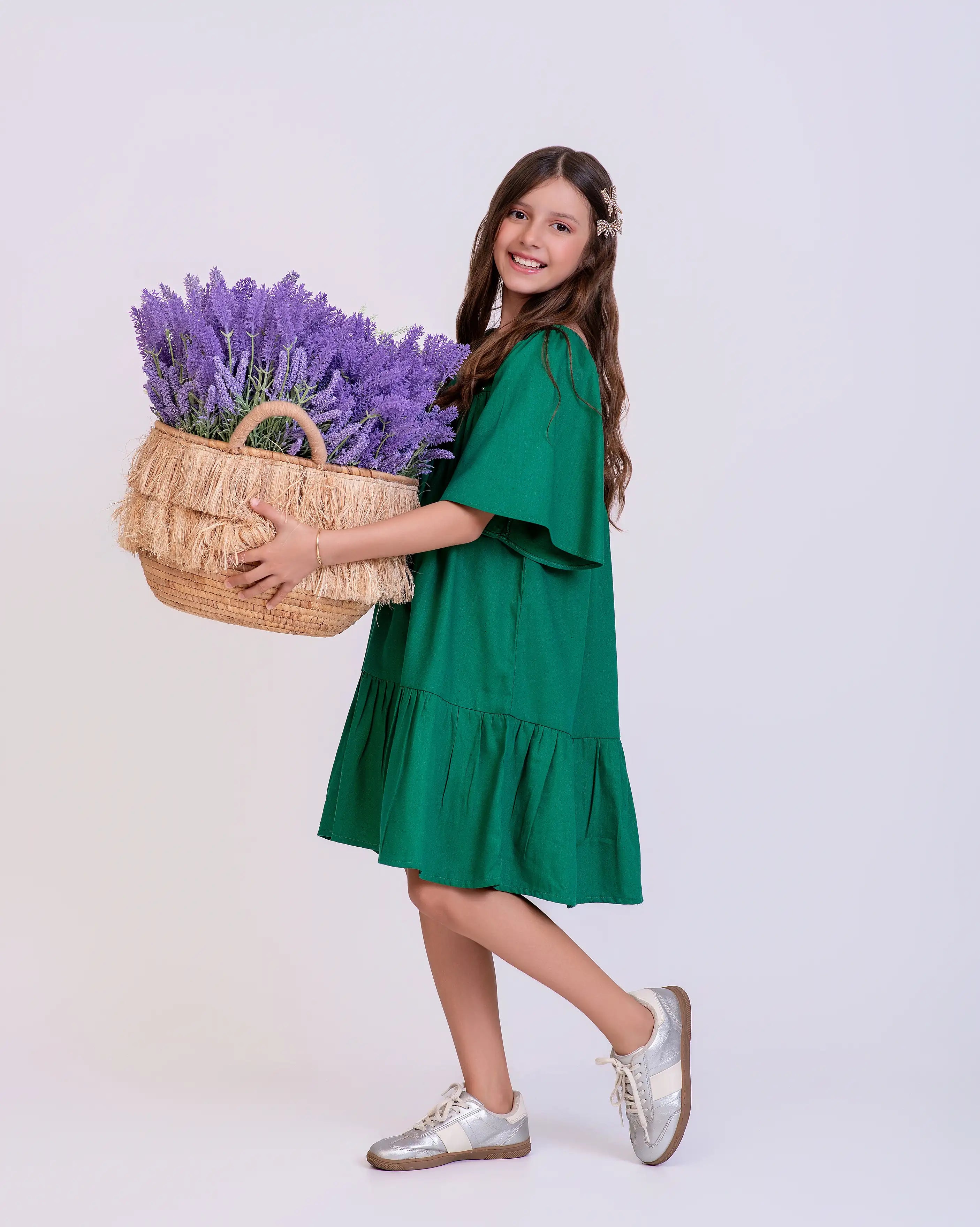Vestido com mangas bufantes infantil feminino Antonita para meninas 