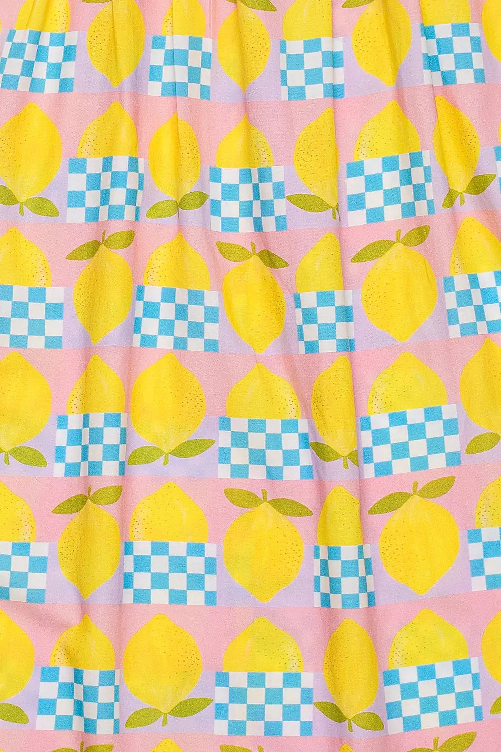 Vestido midi feminino infantil amarelo com estampa de círculos e quadrados coloridos, alças finas e saia rodada