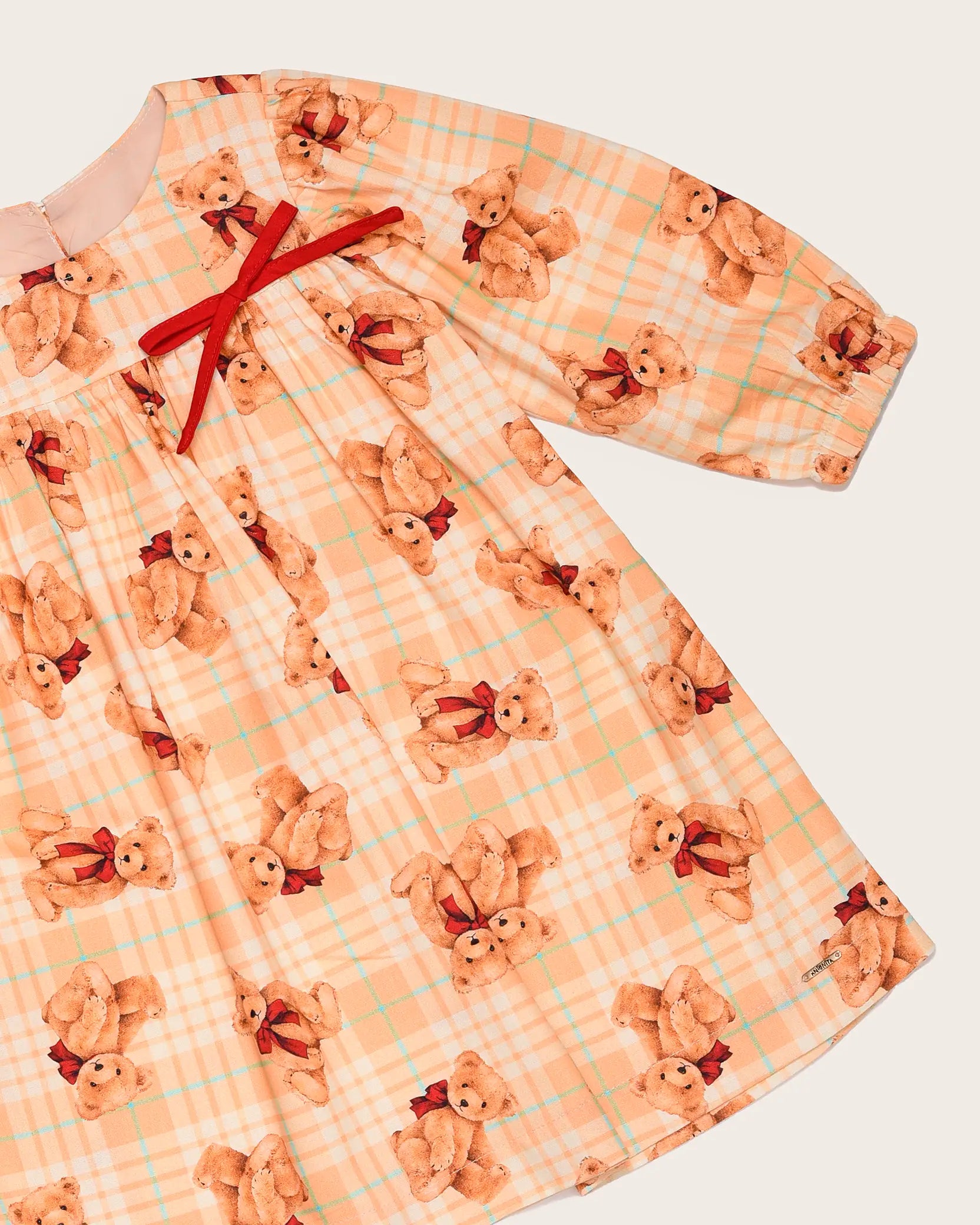 Vestido curto com estampa de ursos Teddy infantil feminino Antonita para meninas