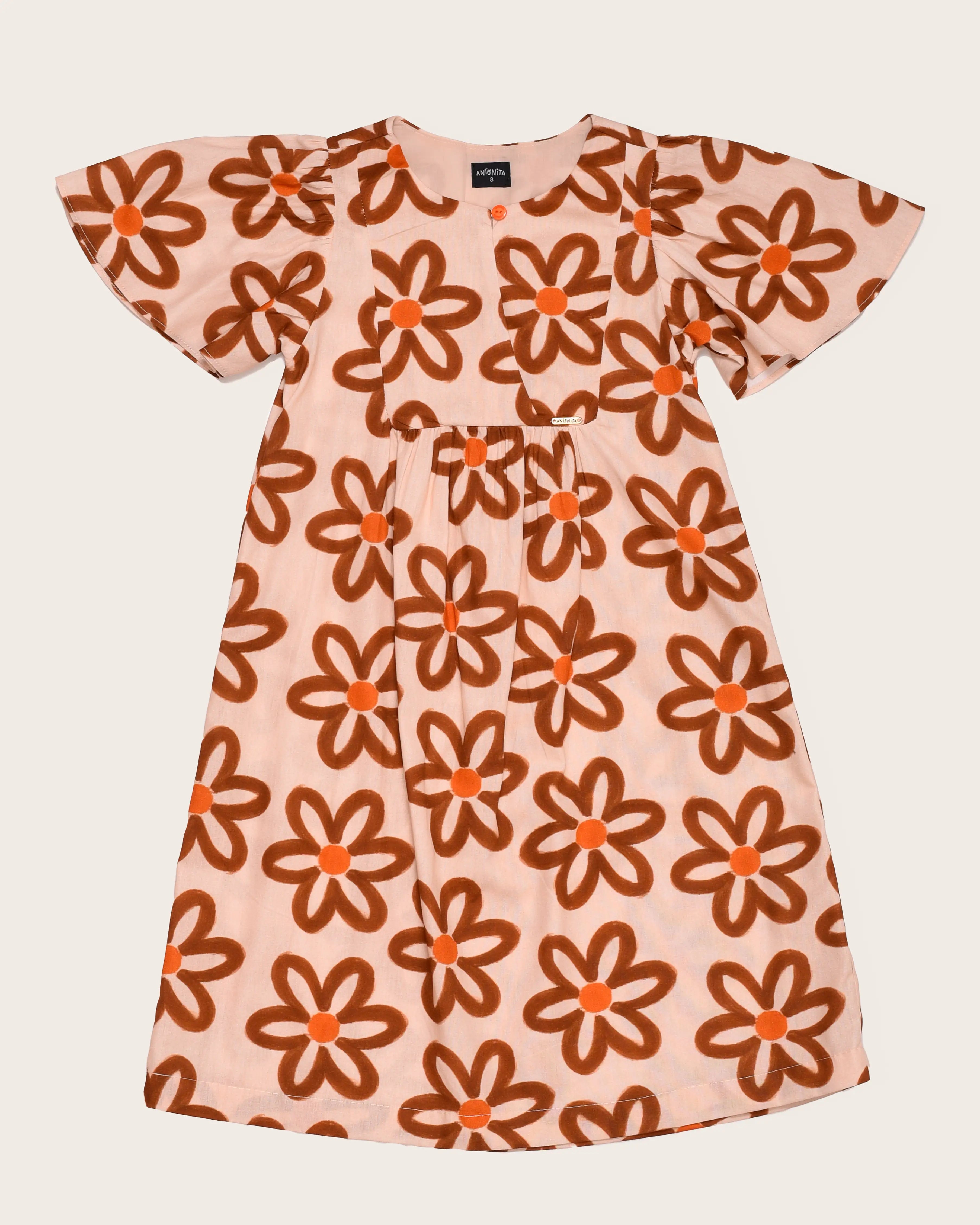 Vestido com estampa Flower 70'S infantil feminino Antonita para meninas