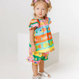 Conjunto com estampa de peixinhos coloridos infantil feminino Antonita para meninas de 0 a 3 anos
