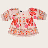 Conjunto floral com blusa e short vermelho infantil feminino Antonita para meninas 
