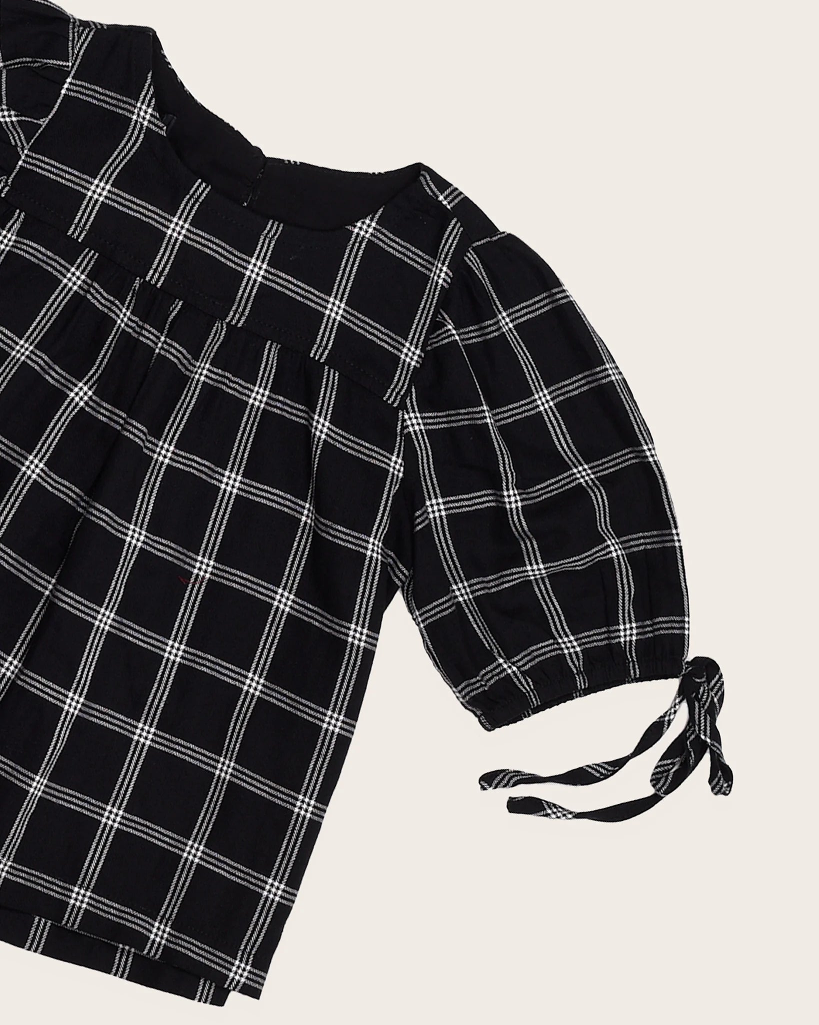 Conjunto xadrez com blusa de mangas bufantes e saia infantil feminino Antonita para meninas