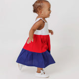Vestido com estampa navy tricolor infantil feminino Antonita para meninas de 2 a 10 anos