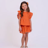 Conjunto laranja com babados infantil feminino Antonita para meninas