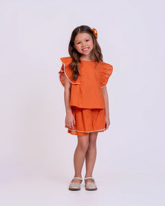 Conjunto laranja com babados infantil feminino Antonita para meninas