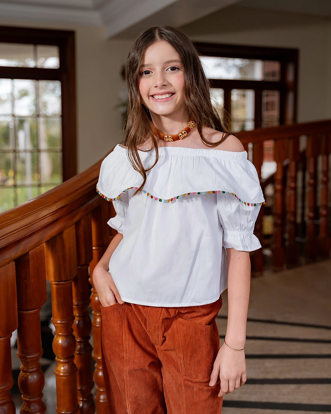 Bata cigana folk com detalhes coloridos infantil feminino Antonita para meninas 