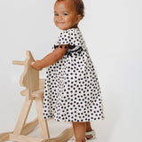 Vestido de bolinhas preto e branco infantil feminino Antonita para meninas de 2 a 10 anos