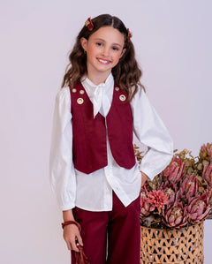 Conjunto com blusa cropped e calça ampla infantil feminino Antonita para meninas 