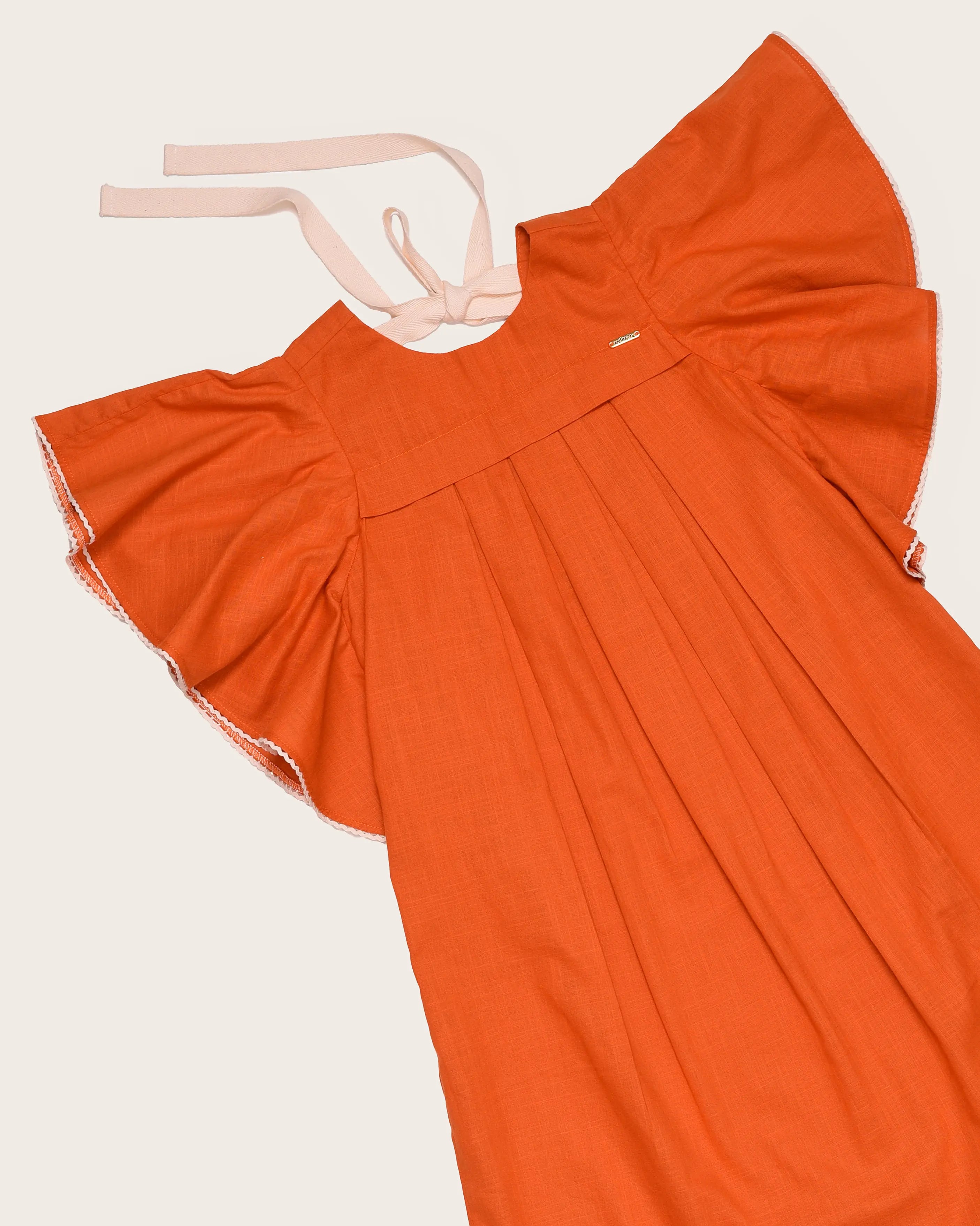 Vestido de alças largas em tom laranja infantil feminino Antonita para meninas 
