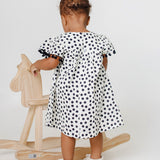 Vestido de bolinhas preto e branco infantil feminino Antonita para meninas de 2 a 10 anos