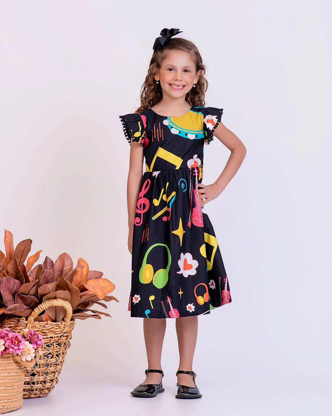 Vestido curto com estampa Musica infantil feminino Antonita para meninas