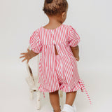 Conjunto com blusa de manga curta e shorts listrados infantil feminino Antonita para meninas de 2 a 10 anos