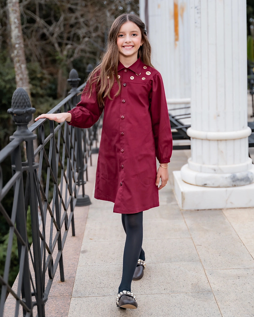 Vestido elegante com detalhe em anéis infantil feminino Antonita para meninas