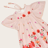 Vestido com estampa floral em tons de rosa e vermelho infantil feminino Antonita para meninas 