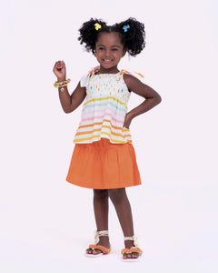 Conjunto com blusa de alças e estampa de gotas coloridas infantil feminino Antonita para meninas de 2 a 10 anos