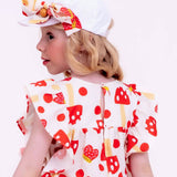 Vestido com estampa de cogumelos infantil feminino Antonita para meninas de 4 a 16 anos