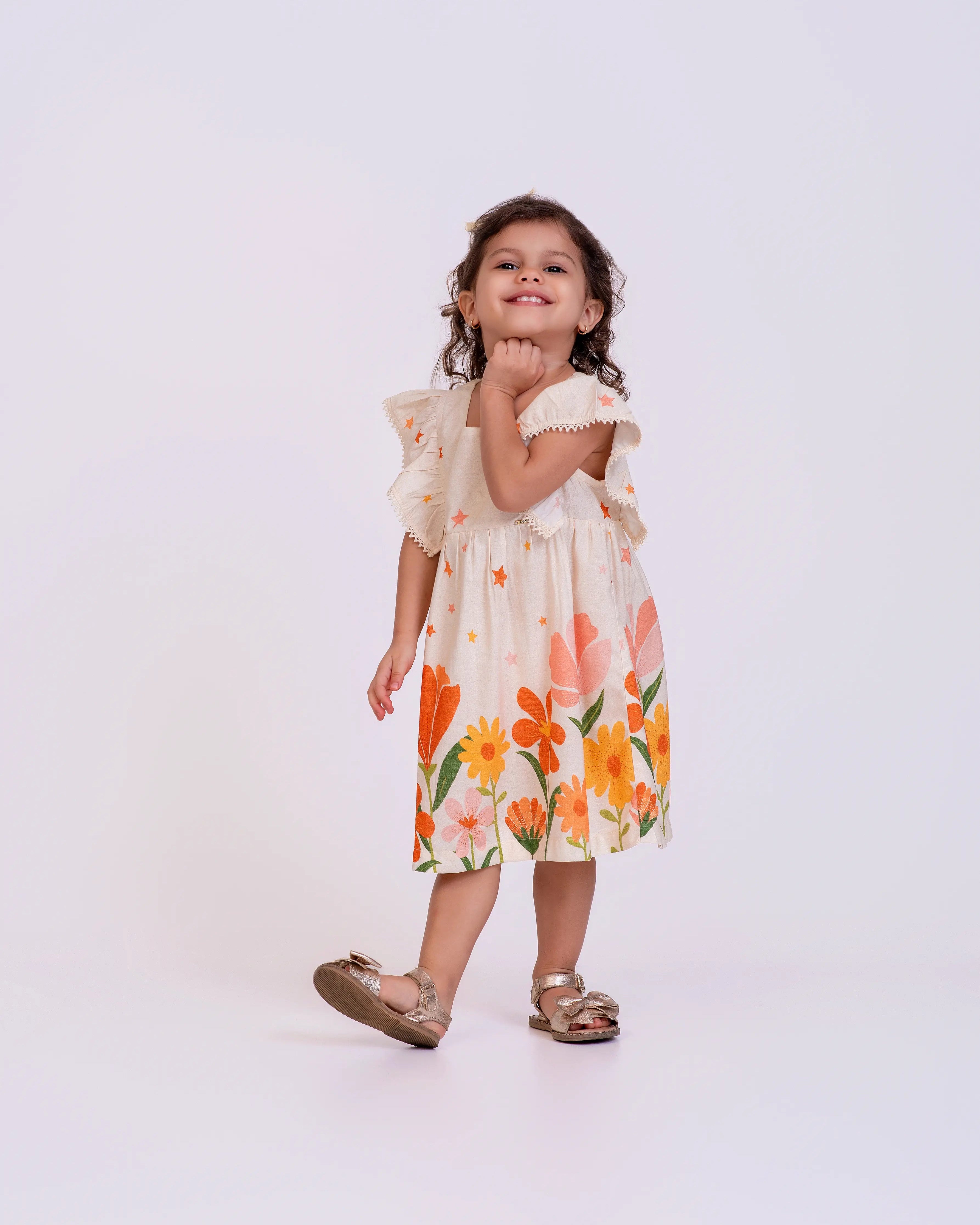 Vestido curto com estampa Brilho das Flores infantil feminino Antonita para meninas de 0 a 3 anos