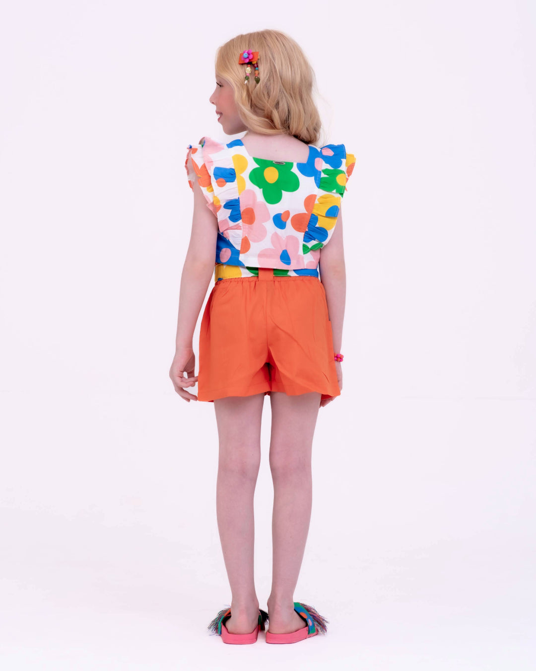 Conjunto curto com estampa Florescer infantil feminino Antonita para meninas de 4 a 16 anos