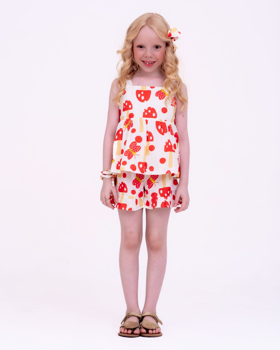 Conjunto com estampa Cogumelos infantil feminino Antonita para meninas de 2 a 10 anos