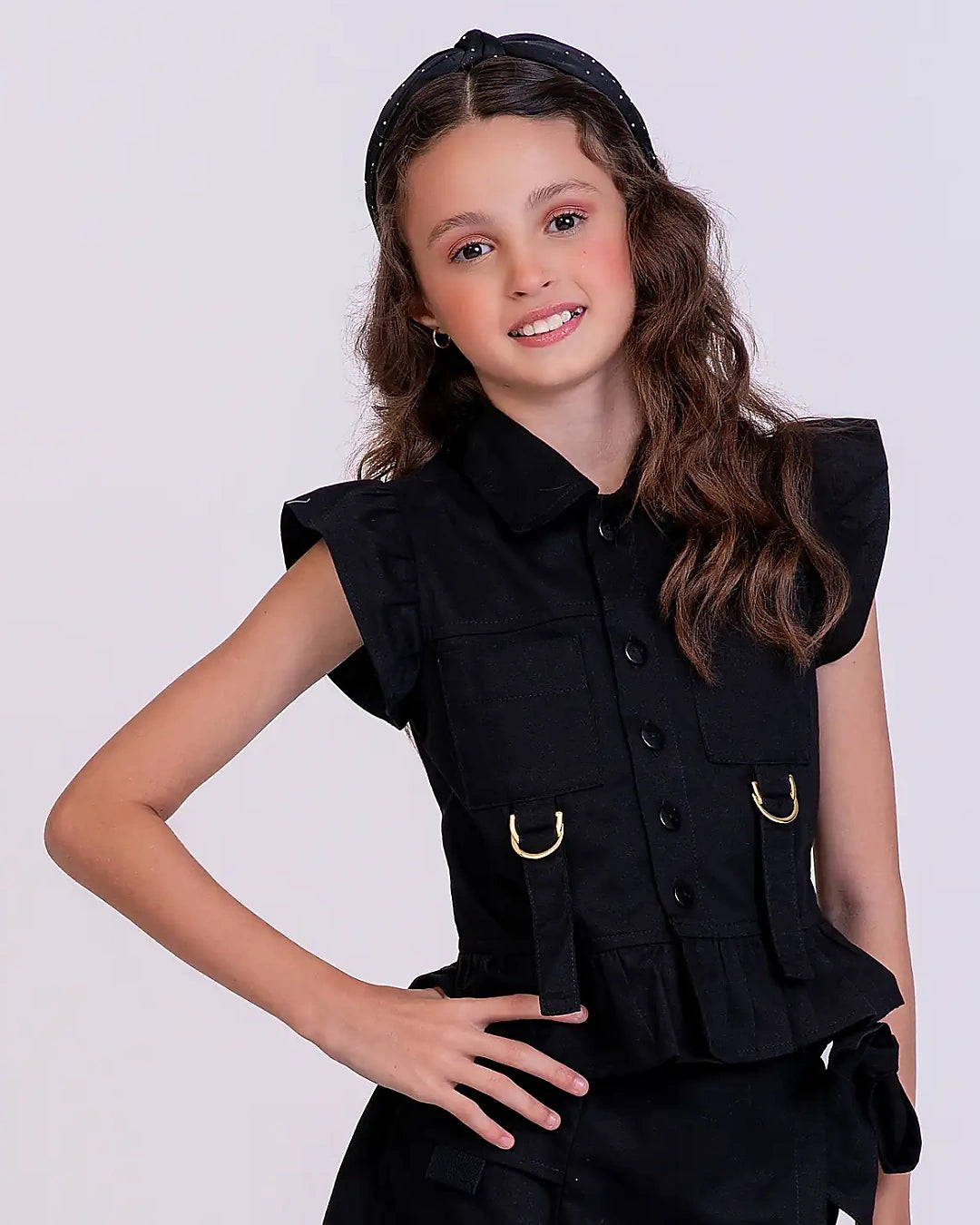 Colete com detalhes em babados infantil feminino Antonita para meninas