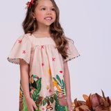 Vestido curto com estampa Amazonia infantil feminino Antonita para meninas