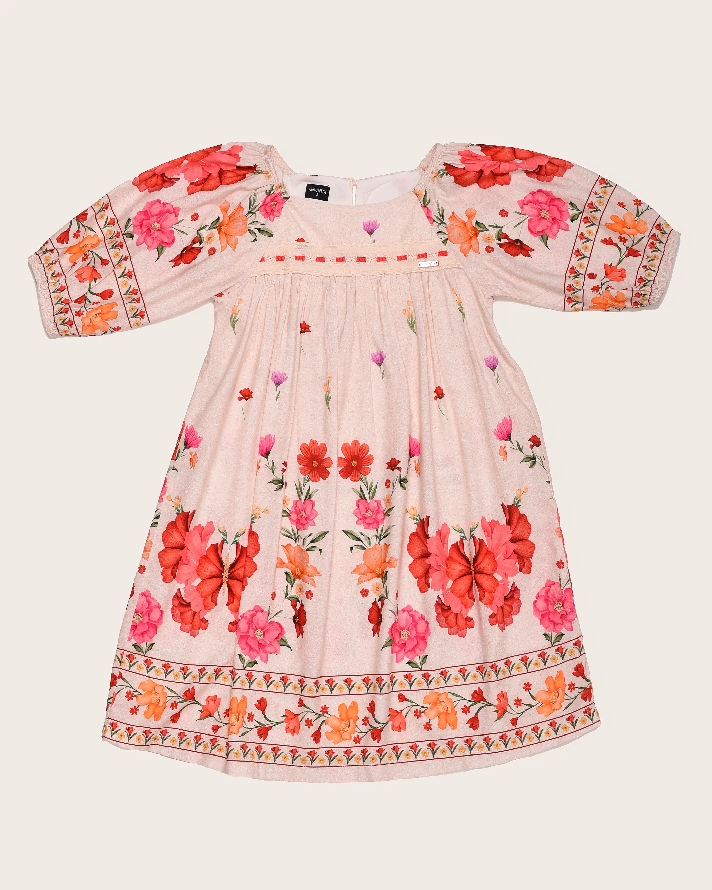 Vestido curto com estampa floral infantil feminino Antonita para meninas 