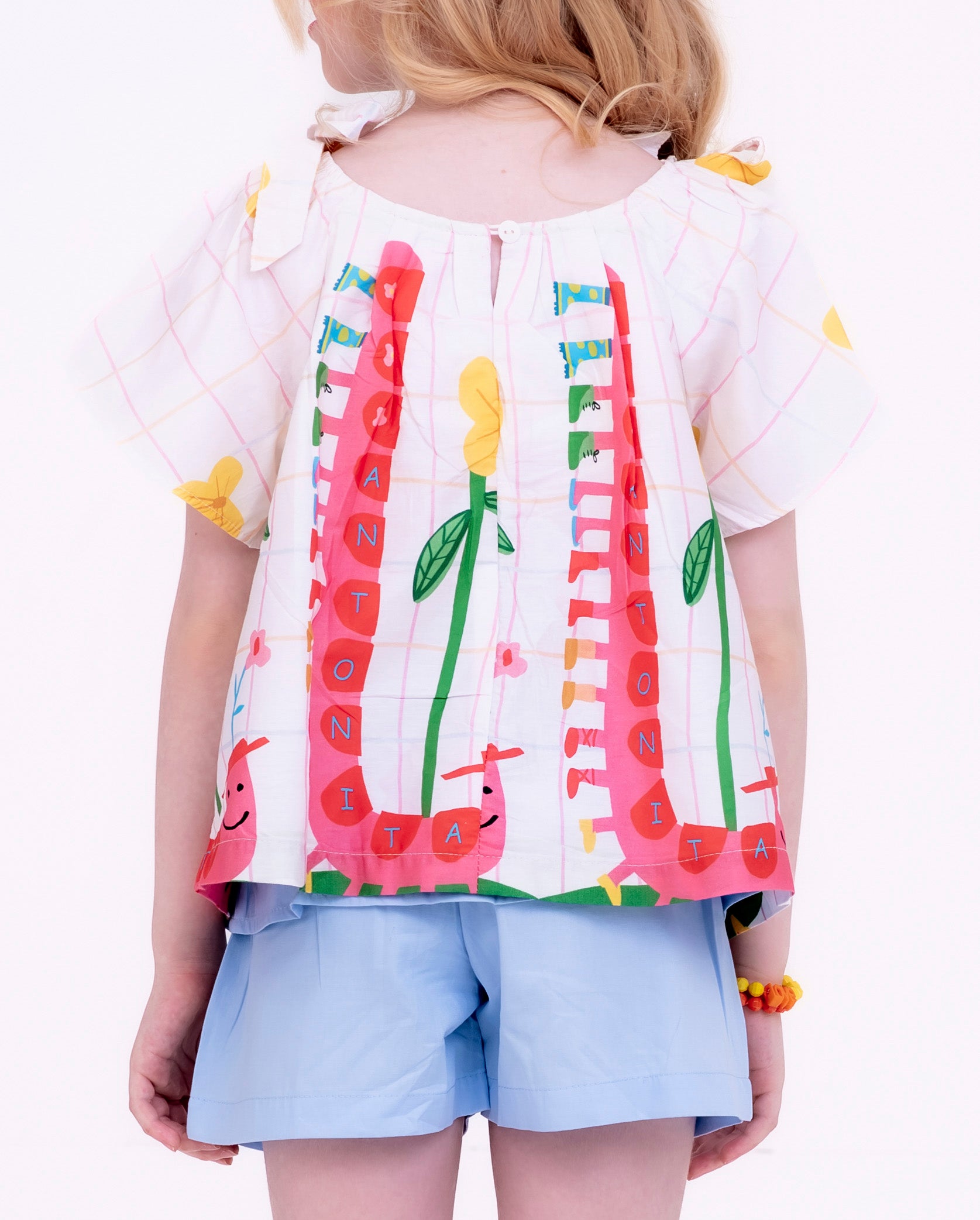 Conjunto com estampa de centopeias coloridas infantil feminino Antonita para meninas de 2 a 10 anos