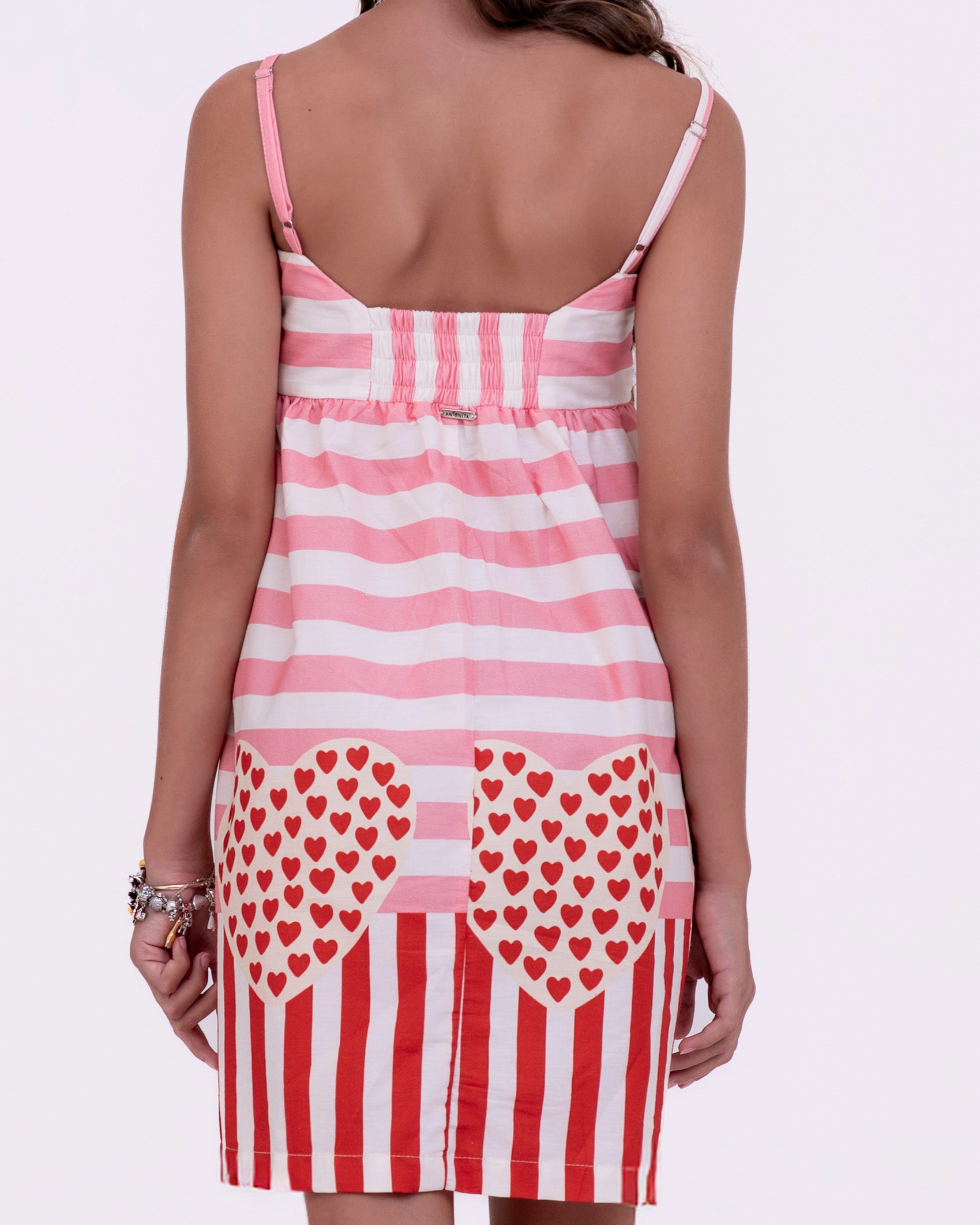 Vestido curto com estampa de corações infantil feminino Antonita para meninas de 10 a 16 anos