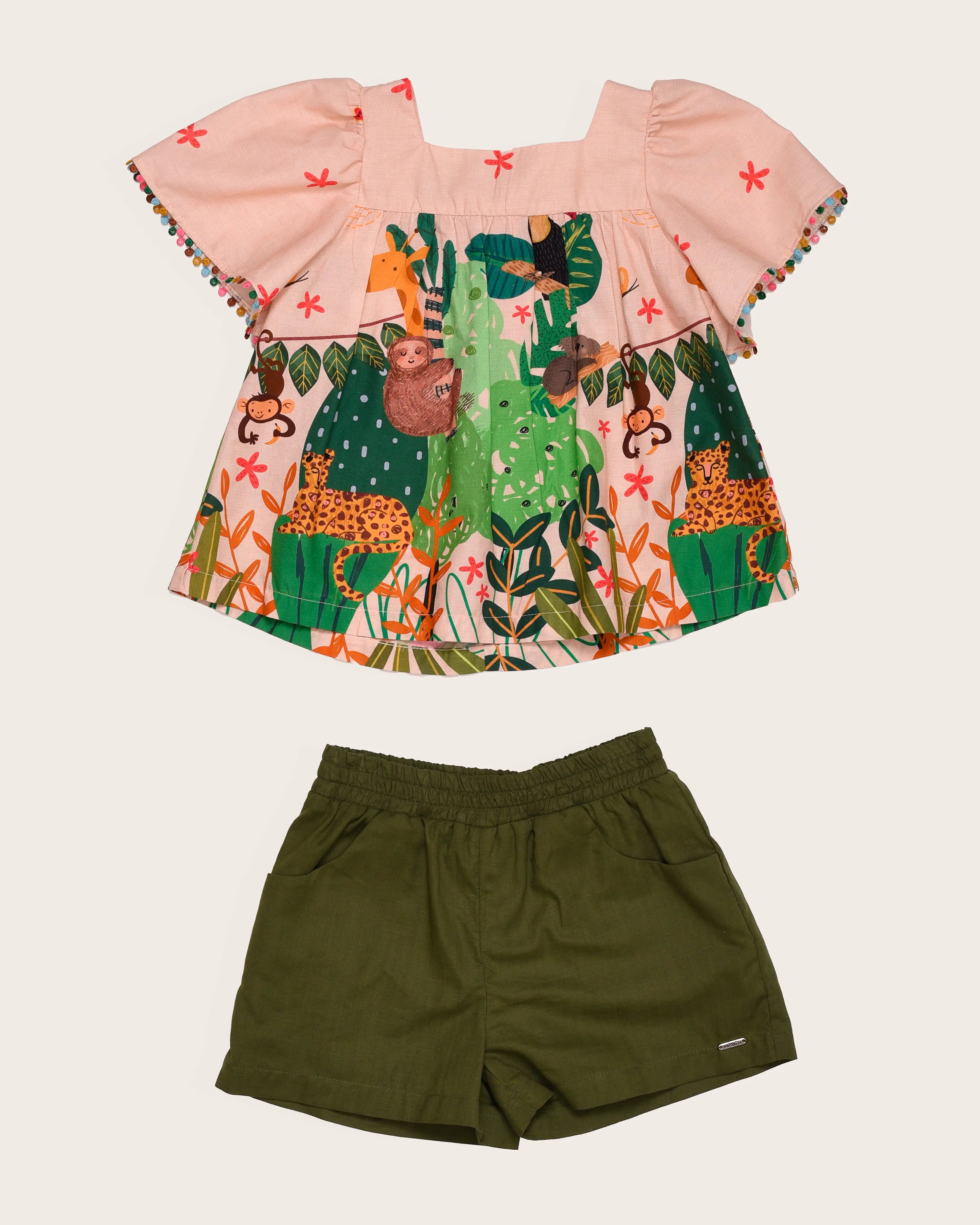 Conjunto com estampa Amazonia infantil feminino Antonita para meninas