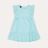 Vestido aquamarine feminino infantil com mangas amplas e babados na barra