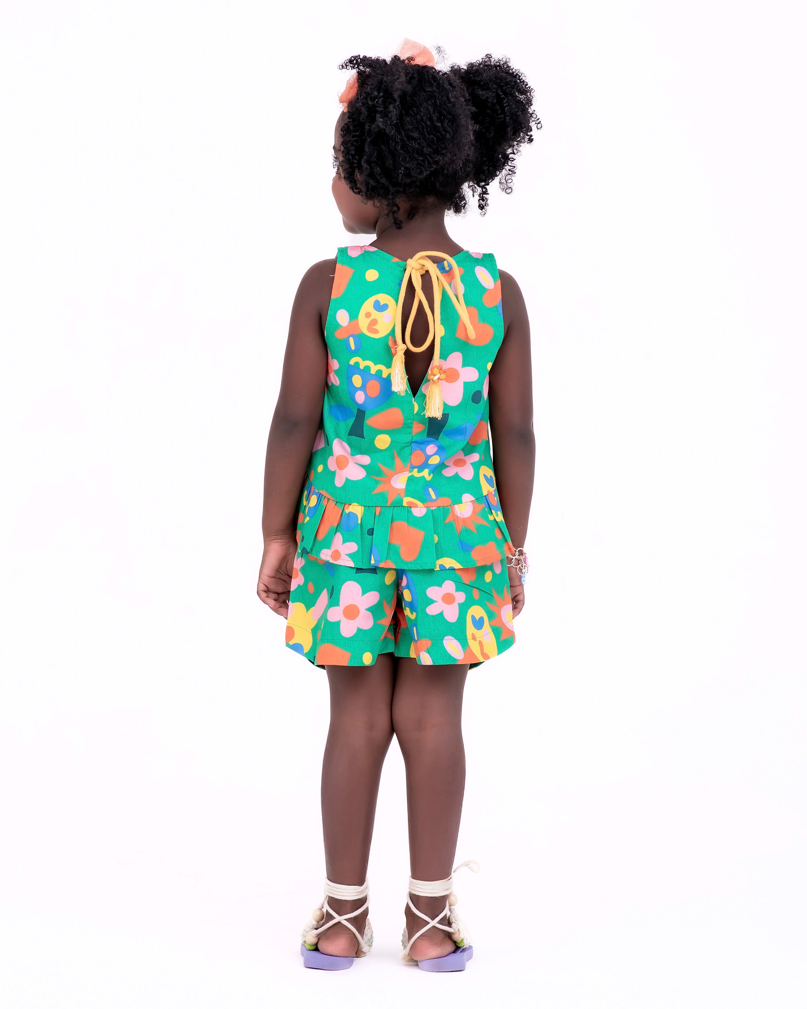 Conjunto com blusa de alças e short com estampa floral infantil feminino Antonita para meninas de 2 a 10 anos