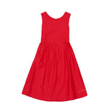 Vestido curto feminino infantil com alças largas e saia fluida