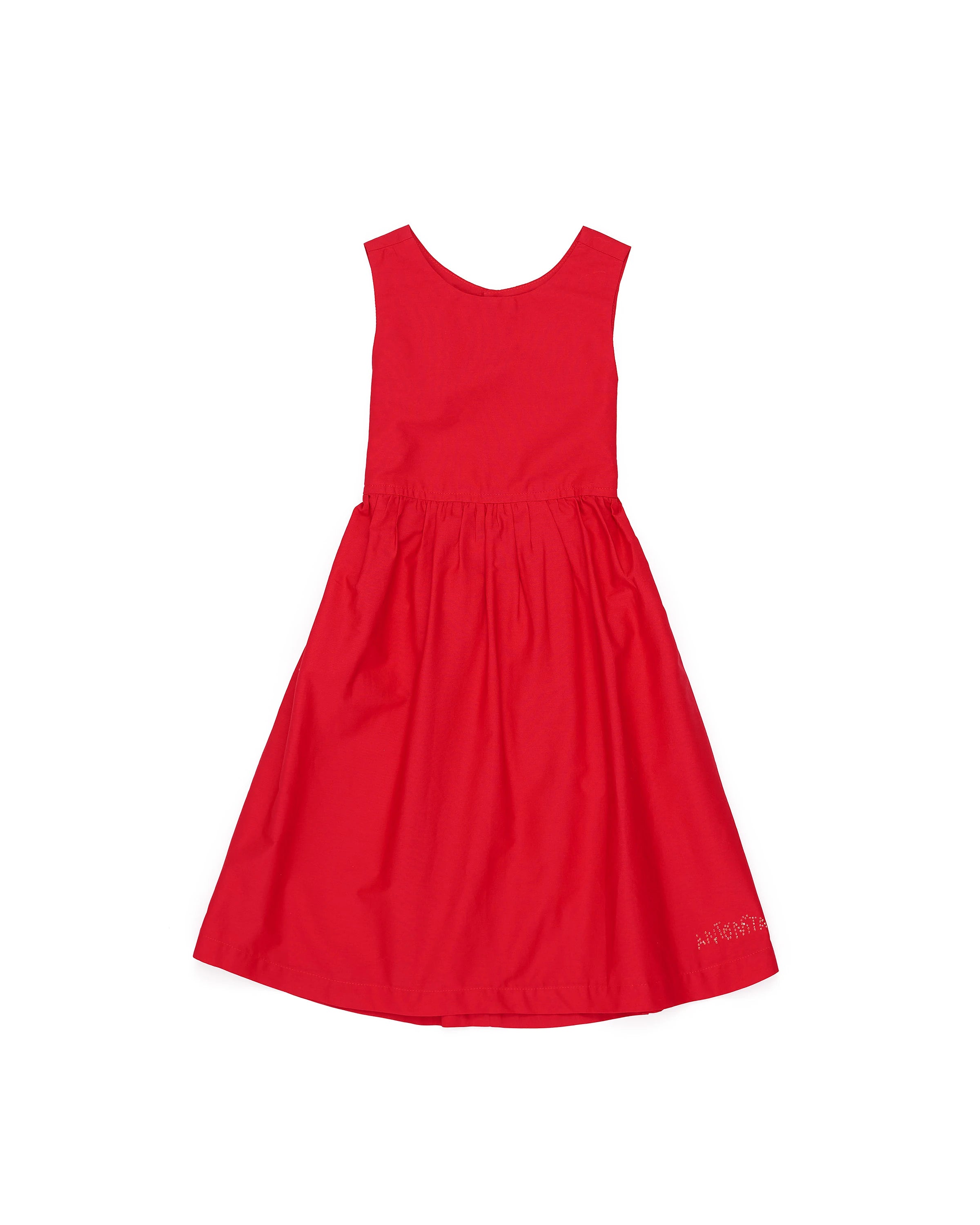 Vestido curto feminino infantil com alças largas e saia fluida