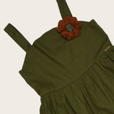 Vestido de alças verde musgo com detalhe de flor infantil feminino Antonita para 