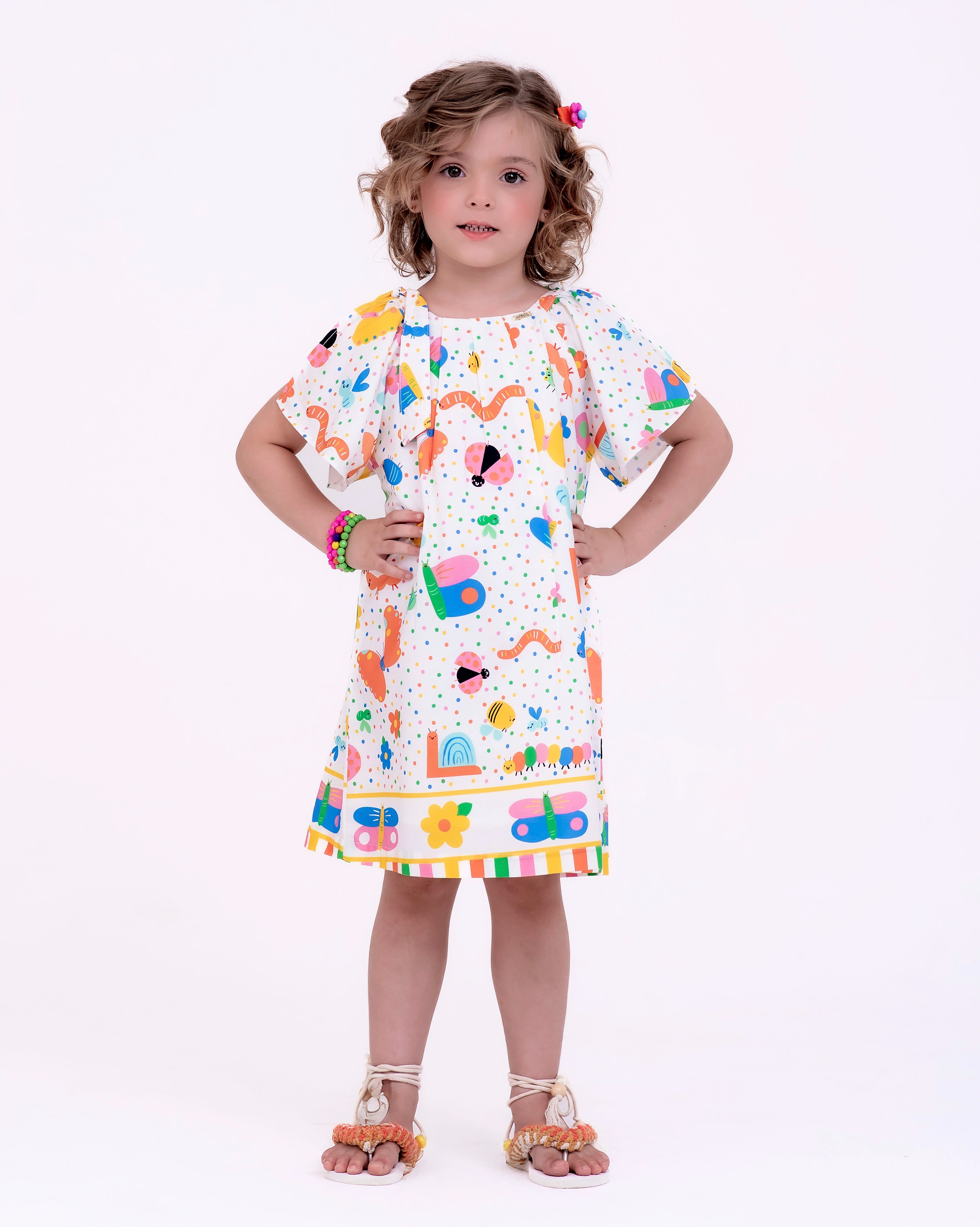 Vestido com estampa Meta Color infantil feminino Antonita para meninas de 2 a 10 anos