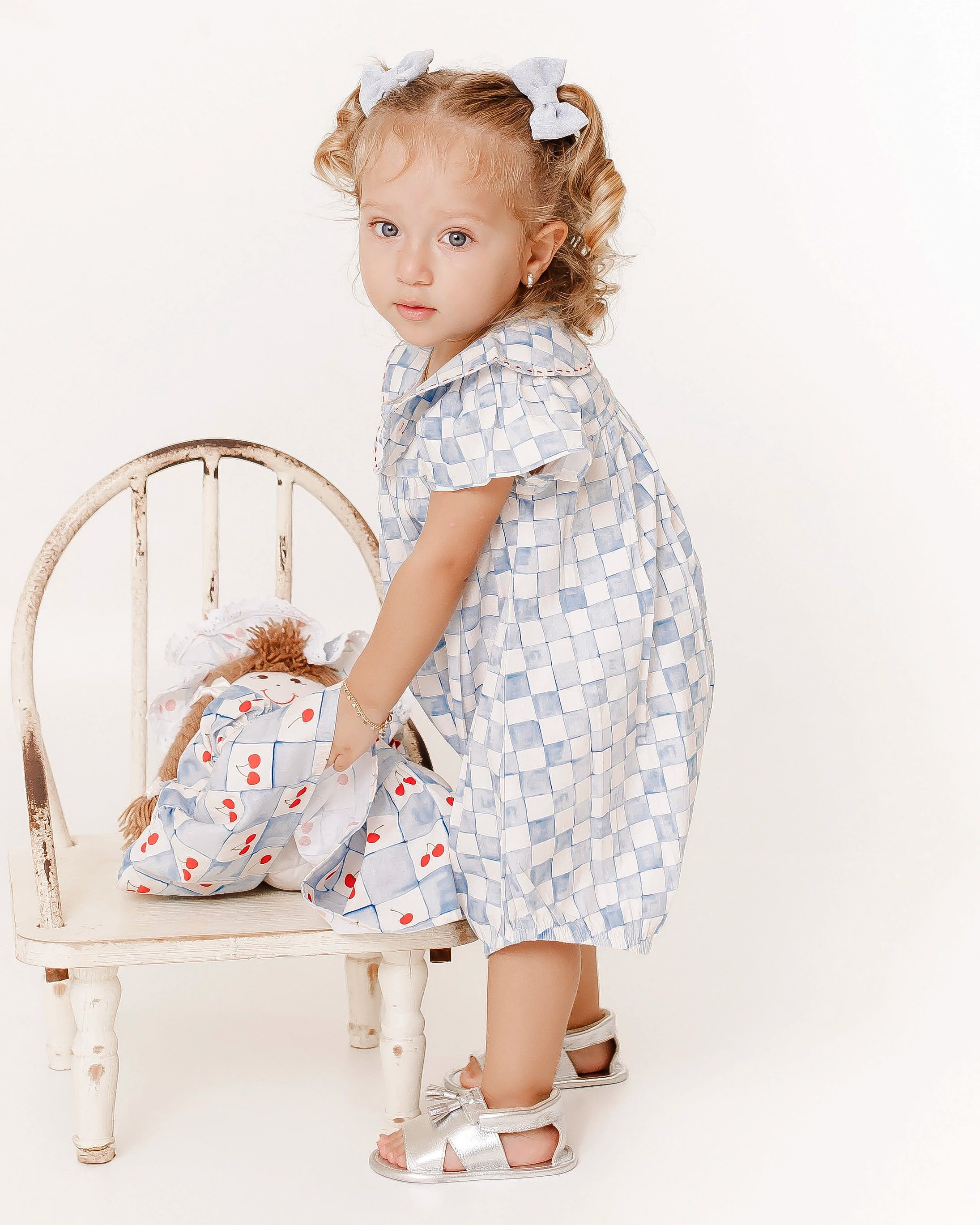 Romper com estampa Vichy Cherry infantil feminino Antonita para meninas de 2 a 10 anos