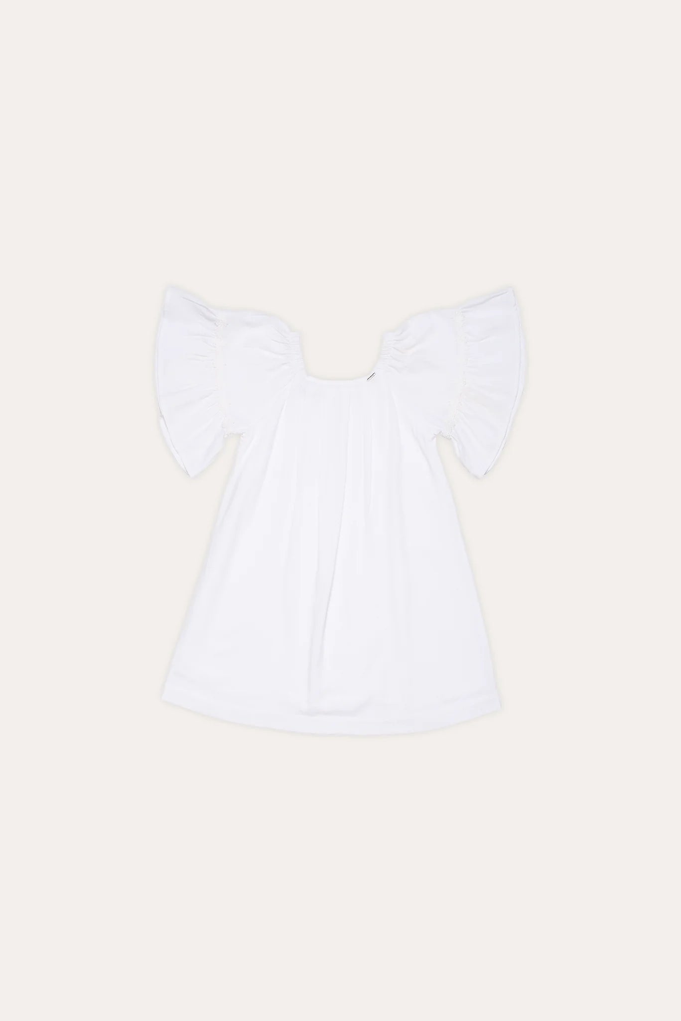 Blusa infantil branca com mangas bufantes e gola arredondada, ideal para looks leves