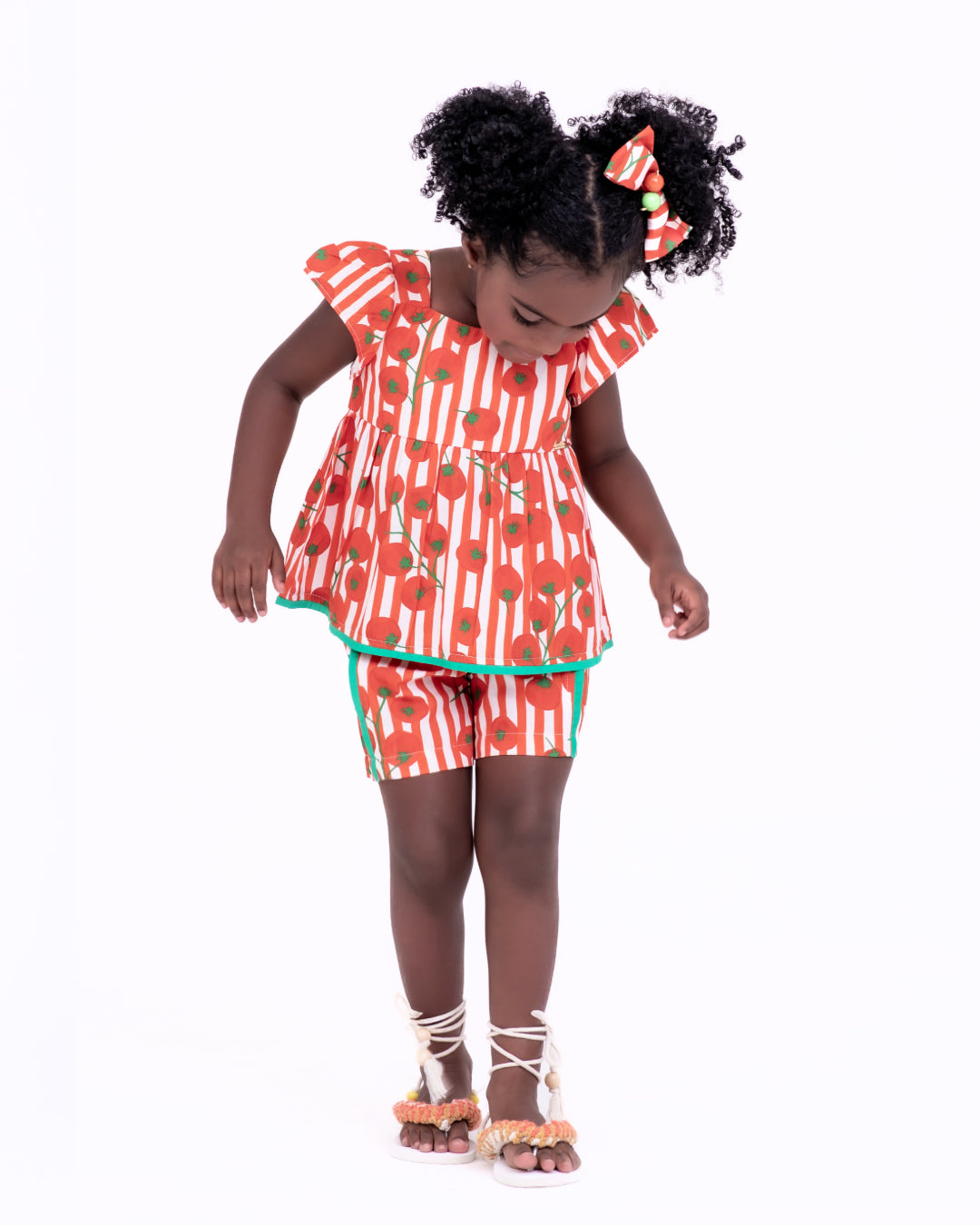 Conjunto com estampa Tomatinhos infantil feminino Antonita para meninas de 2 a 10 anos