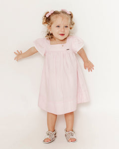 Vestido bebê com mangas amplas e detalhe em renda infantil feminino Antonita para meninas de 0 a 3 anos