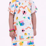 Vestido com estampa Meta Color infantil feminino Antonita para meninas de 2 a 10 anos