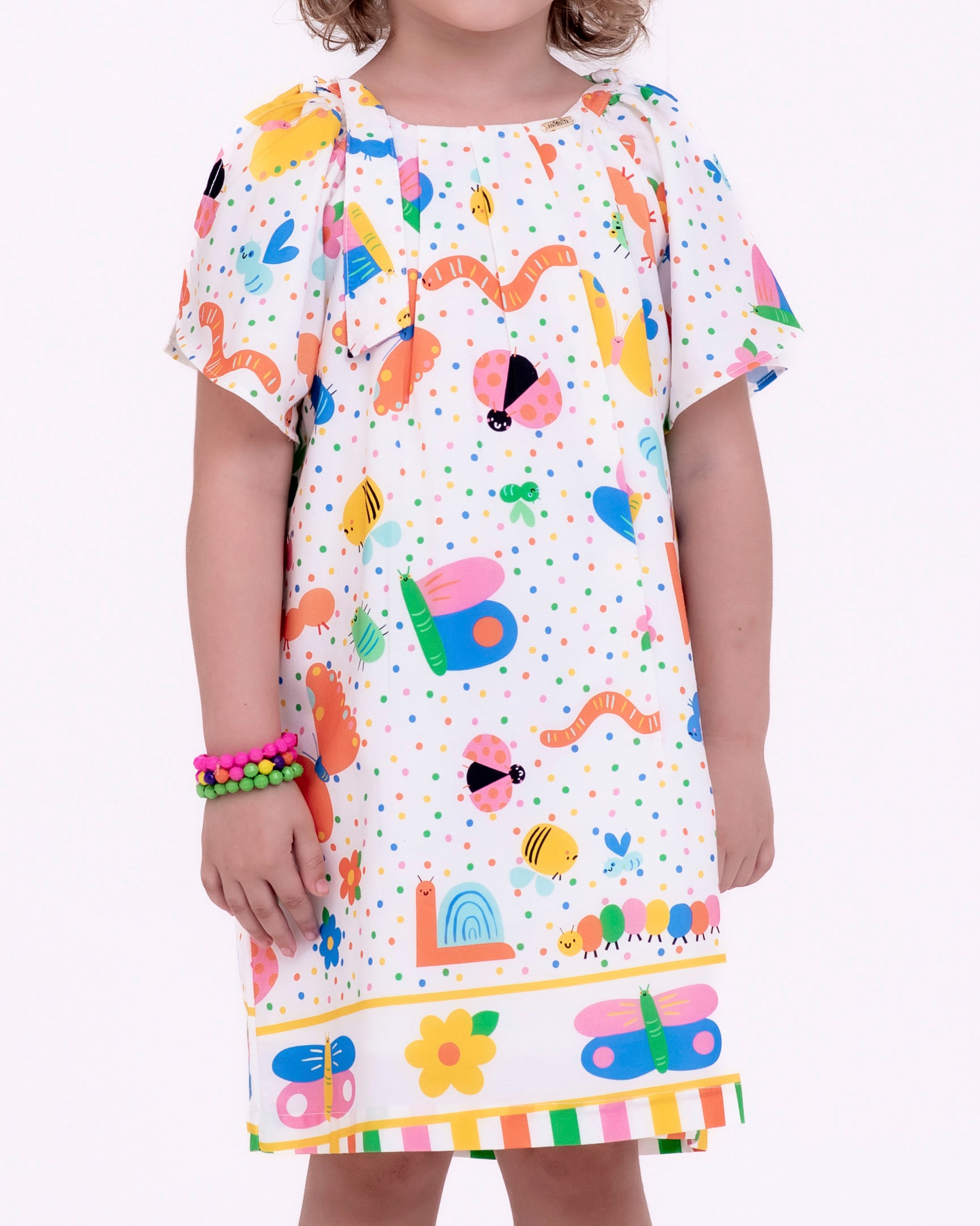 Vestido com estampa Meta Color infantil feminino Antonita para meninas de 2 a 10 anos