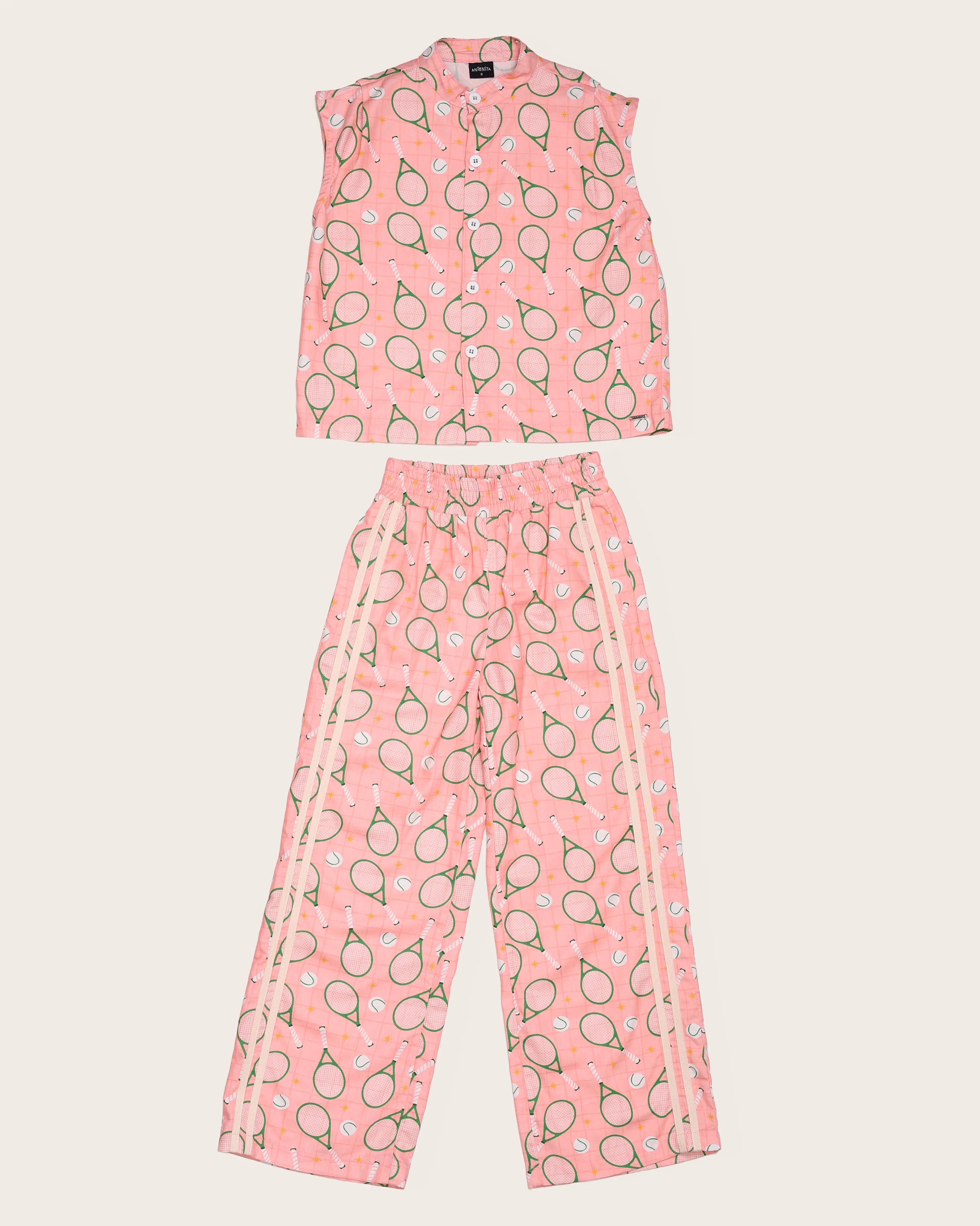 Conjunto com estampa de raquetes de tênis infantil feminino Antonita para meninas