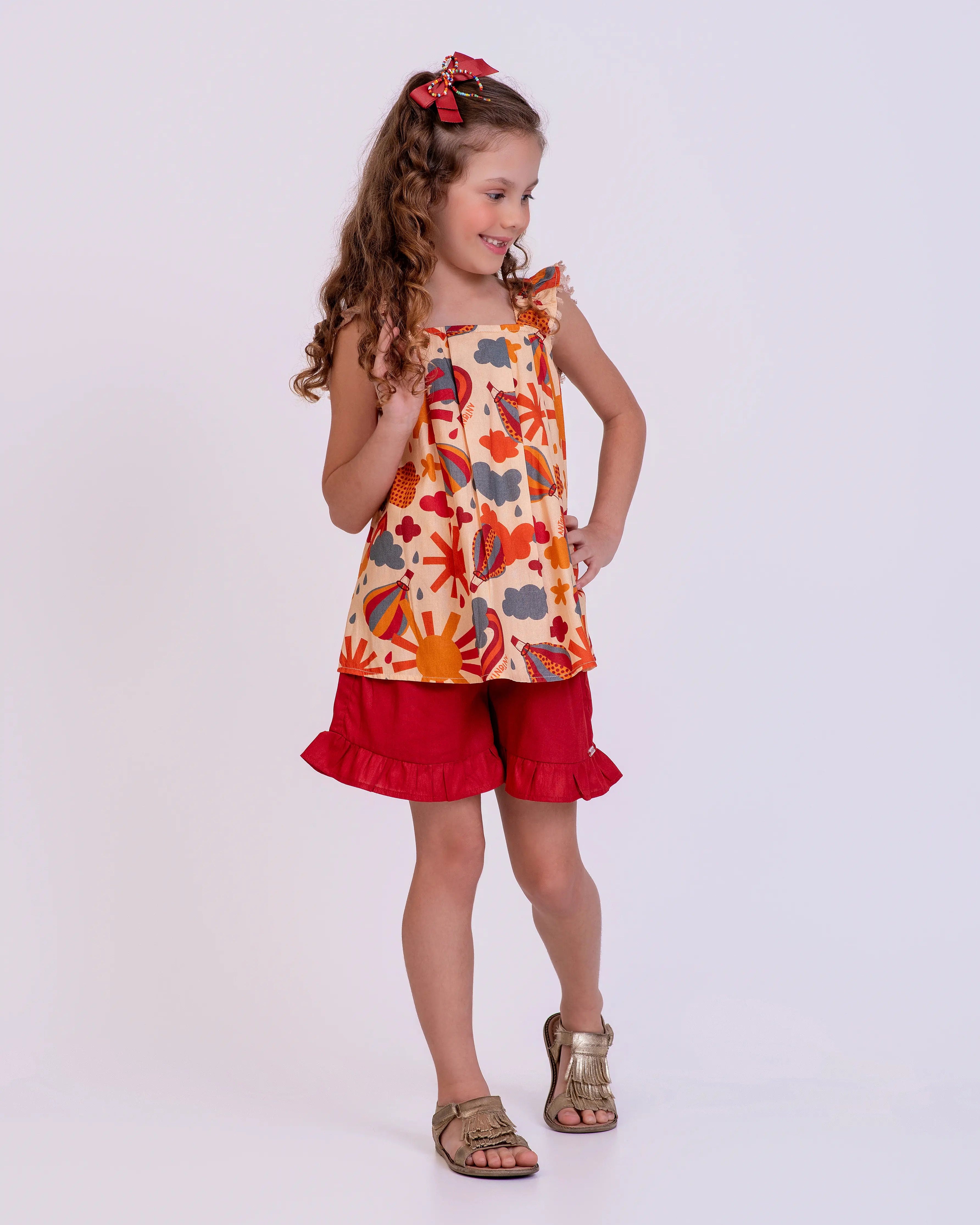 Macacão com estampa Capadocia infantil feminino Antonita para meninas de 4 a 12 anos