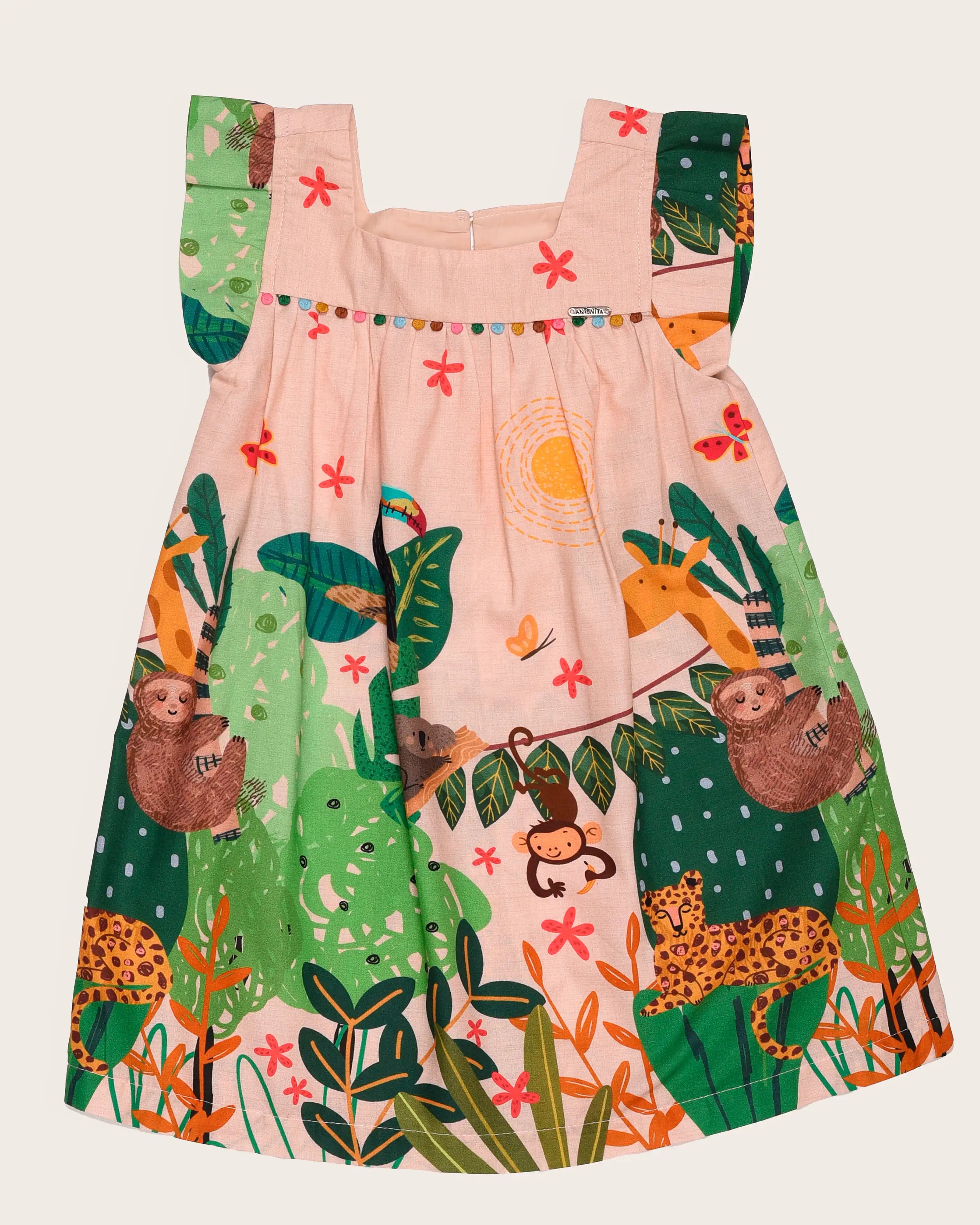 Vestido curto com estampa Amazonia infantil feminino Antonita para meninas 