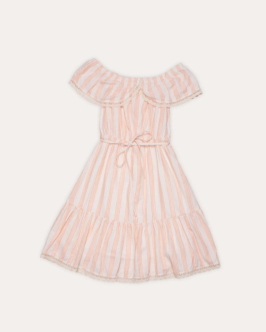 Vestido infantil ciganinha com listras suaves e saia rodada