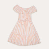 Vestido infantil ciganinha com listras suaves e saia rodada